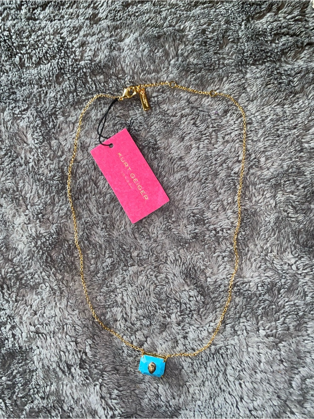 BNWT KURT GEIGER Turquoise Eagle Head Pendant Necklace $98